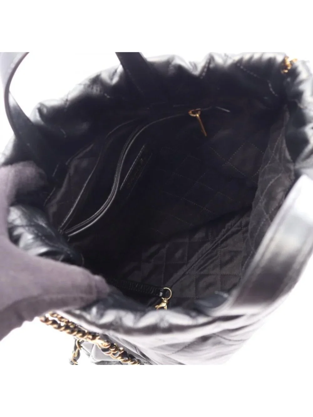 Chanel Backpack 22 Small Black Leather 22 Quilted Chain